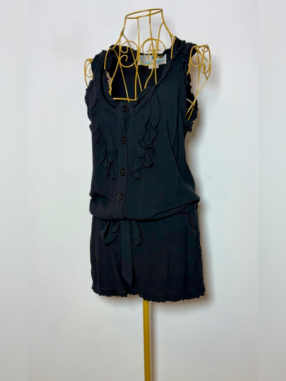 Jolt Black Ruffle Button-Front Drawstring
Romper Y2K, Small - Picture 5 of 12